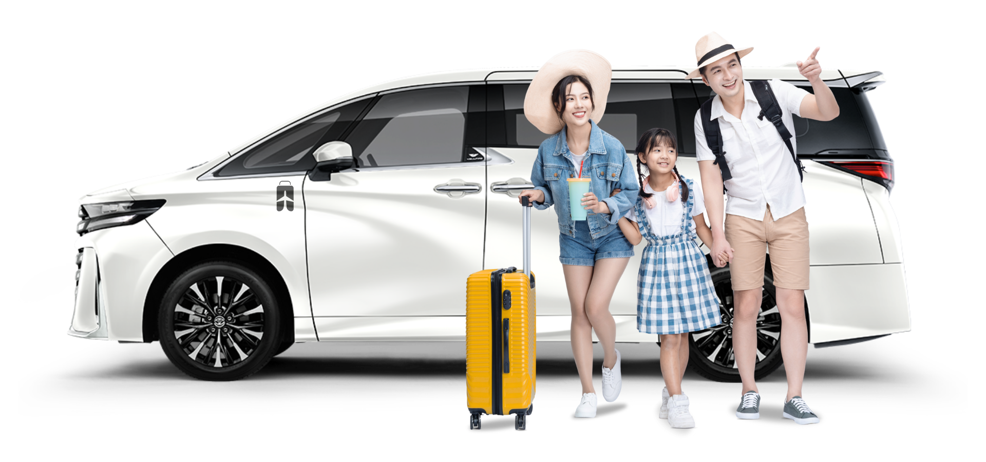 Excited family starting their vacation with our premium Genting Highlands Transport Package and private driver.
