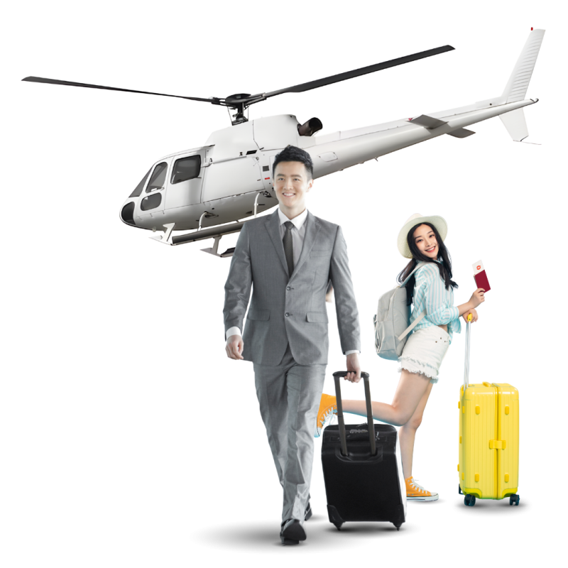 Corporate professional and tourist utilizing Private Helicopter Rental and aviation services 1